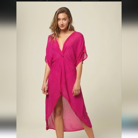 O'NEILL Saltwater Solids Twist Midi In Neon Pink. Size Large. NWT - Picture 1 of 12